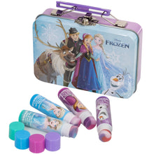 Load image into Gallery viewer, Townley Girl Disney Frozen Swirl Lip Balm for Girls, 4 Pack with Decorative Tin