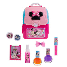 Load image into Gallery viewer, Disney Minnie Mouse - Townley Girl Cosmetic Backpack Vanity Makeup Set Includes Hair Bow, Nail Polish, Glitter, Nail File and more! for Kids Girls, Ages 3+ perfect for Parties, Sleepovers & Makeovers