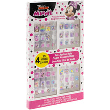 Load image into Gallery viewer, Disney Minnie Mouse - Townley Girl 48 Pcs Press-On Nails Artificial False Nails Set for girls, kids with Pre-Glue Full Cover Acrylic Nail Tip Kit, Ages 6+ for Parties, Sleepovers & Makeovers