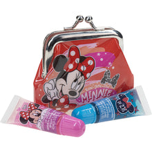 Load image into Gallery viewer, Disney Minnie Mouse – Townley Girl Plant Based 2 Pcs Flavoured Juicy Lip Gloss Tubes with Coin Purse Cosmetic Makeup Set for Kids and Girls, Ages 3+, Perfect for Parties, Sleepovers & Makeovers