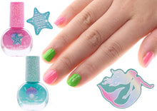 Load image into Gallery viewer, Townley Girl Mermaid Vibes Makeup Set with 8 Pieces, Including Lip Gloss, Nail Polish, Body Shimmer and More in Mermaid Bag, Ages 3+ for Parties, Sleepovers and Makeovers