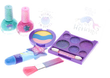 Load image into Gallery viewer, Townley Girl Mermaid Vibes Makeup Set with 8 Pieces, Including Lip Gloss, Nail Polish, Body Shimmer and More in Mermaid Bag, Ages 3+ for Parties, Sleepovers and Makeovers