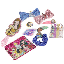 Load image into Gallery viewer, Townley Girl Disney Princess Hair Accessories Box|Gift Set for Kids Girls|Ages 3+ (13 Pcs) Including Hair Bow, Hair Brush, Hair Clips and More, for Parties, Sleepovers and Makeovers