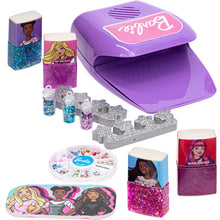 Load image into Gallery viewer, Barbie - Townley Girl, Non-Toxic Peel-Off Water-Based Natural Safe Quick Dry Nail Polish Gift Kit Set for Kids Set With Nail Gem Wheel, Nail Stickers, Toe Spacers, Nail File, Glitter Vials, and Nail Dryer, Batteries Not Included, Ages 3+