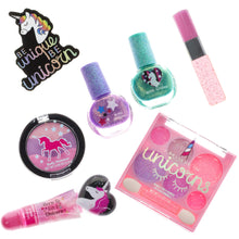 Load image into Gallery viewer, Townley Girl Unicorn Makeup Set with 8 Pieces, Including Lip Gloss, Nail Polish, Body Shimmer and More in Unicorn Bag, Ages 3+ for Parties, Sleepovers and Makeovers