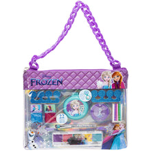 Load image into Gallery viewer, Disney Frozen - Townley Girl Fashion Chain Bag with Peel- Off Nail Polish, Eyeshadow, Hair Accessories, Hair Brush and More, with Rainbow Chain for Girls, Ages 6+