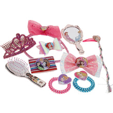 Load image into Gallery viewer, Disney Princess - Townley Girl Hair Accessory Activity Set for Girls, Ages 3+ Makeup Hair Salon Kit 20 Pieces Including Hair Brush, Mirror, Tiara Bows and More, for Parties, Sleepovers and Makeovers