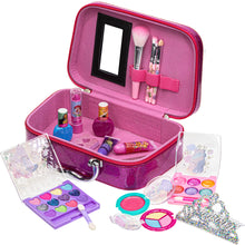Load image into Gallery viewer, Disney Princess - Townley Girl Zipper Cosmetic Train Case With Nail Polish, Nail File, Lip Gloss, Lip Stick, Lip Balm, Crown, Eyeshadow, Brushes, and More, Ages 3+, for Parties, Sleepovers &amp; Makeovers
