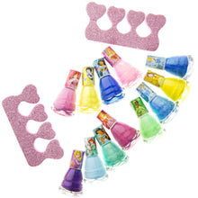 Load image into Gallery viewer, Townley Girl Disney Princess Non-Toxic Water-Based Peel-Off Quick Dry Nail Polish with Nail Separators|Gift Kit Set for Kids Girls|12 Pcs - Perfect for Parties, Sleepovers and Makeovers