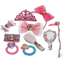 Load image into Gallery viewer, Disney Princess - Townley Girl Hair Accessory Activity Set for Girls, Ages 3+ Makeup Hair Salon Kit 20 Pieces Including Hair Brush, Mirror, Tiara Bows and More, for Parties, Sleepovers and Makeovers