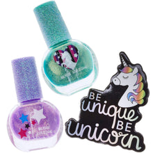 Load image into Gallery viewer, Townley Girl Unicorn Makeup Set with 8 Pieces, Including Lip Gloss, Nail Polish, Body Shimmer and More in Unicorn Bag, Ages 3+ for Parties, Sleepovers and Makeovers