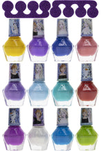 Load image into Gallery viewer, Townley Girl Disney Frozen Non-Toxic Peel-Off Water-Based Natural Safe Quick Dry Nail Polish Gift Kit Set for Kids Girls Set With Bonus Nail Separators, 12 Pcs (All Solid Colors)