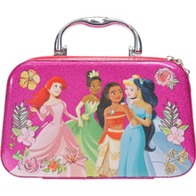 Load image into Gallery viewer, Disney Princess - Townley Girl Zipper Cosmetic Train Case With Nail Polish, Nail File, Lip Gloss, Lip Stick, Lip Balm, Crown, Eyeshadow, Brushes, and More, Ages 3+, for Parties, Sleepovers & Makeovers