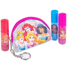 Load image into Gallery viewer, Disney Princess – Townley Girl Plant-Based 3 Pcs Roll-On Lip Gloss & Micro Cosmetic Bag for Kids and Girls, Ages 3+, Perfect for Parties, Sleepovers & Makeovers