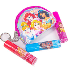 Load image into Gallery viewer, Disney Princess – Townley Girl Plant-Based 3 Pcs Roll-On Lip Gloss & Micro Cosmetic Bag for Kids and Girls, Ages 3+, Perfect for Parties, Sleepovers & Makeovers