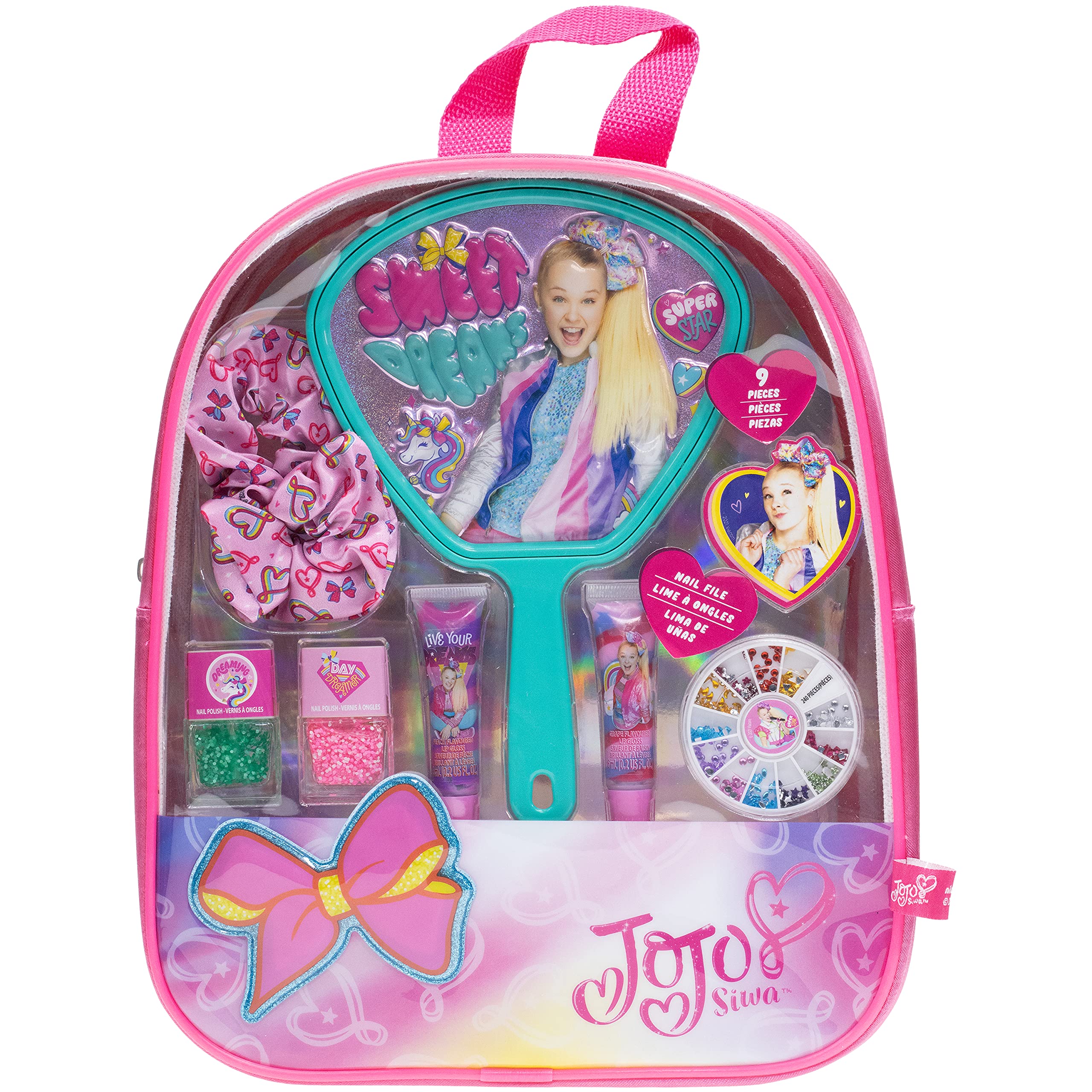 JoJo Siwa - Townley Girl Cosmetic Makeup Gift Box Set includes Lip Gloss,  Nail Polish, Hair Accessories and more! for Kids Teen Girls, Ages 3+  perfect
