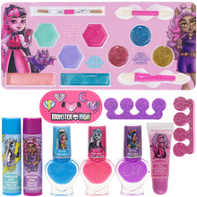 Load image into Gallery viewer, Monster High - Townley Girl Train Case Cosmetic Makeup Set Includes Lip Gloss, Eye Shimmer, Brushes, Nail Polish, Nail Accessories & more! for Kids Girls, Ages 6+ Perfect for Parties, Sleepovers & Makeovers