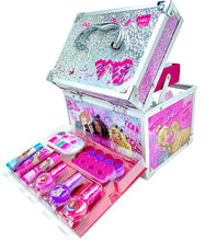 Load image into Gallery viewer, Barbie - Townley Girl Train Case Cosmetic Makeup Set Includes Lip Gloss, Eye Shimmer, Brushes, Nail Polish, Nail Accessories & more! for Kids Girls, Ages 3+ perfect for Parties, Sleepovers & Makeovers