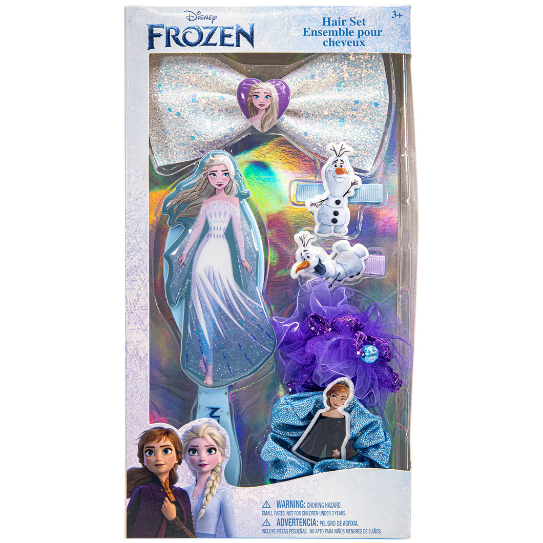 Townley Girl Disney Frozen Hair Accessories Box|Gift Set for Kids Girls|Ages 3+ (6 Pcs) Including Hair Bow, Hair Brush, Hair Clips and More, for Parties, Sleepovers and Makeovers