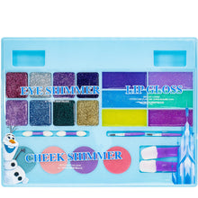 Load image into Gallery viewer, Disney Frozen - Townley Girl Cosmetic Vanity Compact Makeup Set with Mirror & Built-in Music Includes Lip Gloss, Shimmer & Brushes for Kids Girls, Ages 3+ perfect for Parties, Sleepovers and Makeovers