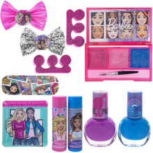 Load image into Gallery viewer, Barbie - Townley Girl Makeup Filled Backpack Cosmetic Giftc Set with Mirror includes Lip Gloss, Nail Polish, Hair Bow more & ! for Kids Girls, Ages 3+ perfect for Parties, Sleepovers and Makeovers