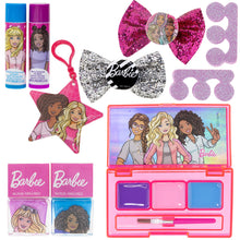 Load image into Gallery viewer, Barbie - Townley Girl Backpack Cosmetic Makeup Gift Bag Set 12 Pcs includes Lip Gloss, Nail Polish & Hair Accessories for Kids Teen Tween Girls, Ages 3+ perfect for Parties, Sleepovers and Makeovers
