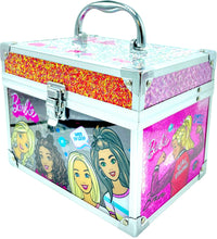 Load image into Gallery viewer, Barbie - Townley Girl Train Case Cosmetic Makeup Set Includes Lip Gloss, Eye Shimmer, Brushes, Nail Polish, Nail Accessories & more! for Kids Girls, Ages 3+ perfect for Parties, Sleepovers & Makeovers