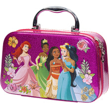 Load image into Gallery viewer, Disney Princess - Townley Girl Zipper Cosmetic Train Case With Nail Polish, Nail File, Lip Gloss, Lip Stick, Lip Balm, Crown, Eyeshadow, Brushes, and More, Ages 3+, for Parties, Sleepovers & Makeovers
