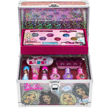 Load image into Gallery viewer, Barbie - Townley Girl Train Case Cosmetic Makeup Set Includes Lip Gloss, Eye Shimmer, Brushes, Nail Polish, Nail Accessories & more! for Kids Girls, Ages 3+ perfect for Parties, Sleepovers & Makeovers