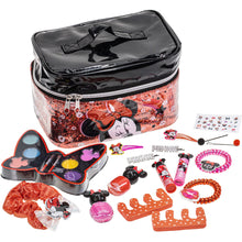Load image into Gallery viewer, Disney Minnie Mouse - Townley Girl Zipper Cosmetic Train Case With Lip Gloss, Lip Balm, Hair Clips, Nail Stickers, Scrunchie and More, Ages 3+, for Parties, Sleepovers and Makeovers
