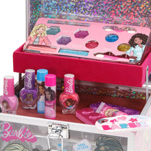 Load image into Gallery viewer, Barbie - Townley Girl Train Case Cosmetic Makeup Set Includes Lip Gloss, Eye Shimmer, Brushes, Nail Polish, Nail Accessories & more! for Kids Girls, Ages 3+ perfect for Parties, Sleepovers & Makeovers