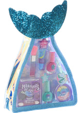Load image into Gallery viewer, Townley Girl Mermaid Vibes Makeup Set with 8 Pieces, Including Lip Gloss, Nail Polish, Body Shimmer and More in Mermaid Bag, Ages 3+ for Parties, Sleepovers and Makeovers