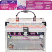 Load image into Gallery viewer, Disney Princess - Townley Girl Train Case Cosmetic Makeup Set Includes Lip Gloss, Eye Shimmer, Brush, Nail Polish, Accessories & More! for Girls, Ages 3+ Perfect for Parties, Sleepovers & Makeovers