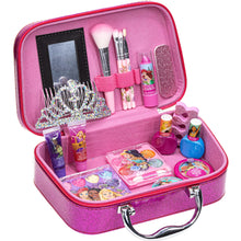 Load image into Gallery viewer, Disney Princess - Townley Girl Zipper Cosmetic Train Case With Nail Polish, Nail File, Lip Gloss, Lip Stick, Lip Balm, Crown, Eyeshadow, Brushes, and More, Ages 3+, for Parties, Sleepovers &amp; Makeovers
