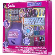 Load image into Gallery viewer, Barbie - Townley Girl, Non-Toxic Peel-Off Water-Based Natural Safe Quick Dry Nail Polish Gift Kit Set for Kids Set With Nail Gem Wheel, Nail Stickers, Toe Spacers, Nail File, Glitter Vials, and Nail Dryer, Batteries Not Included, Ages 3+