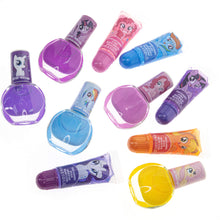 Load image into Gallery viewer, Townley Girl My Little Pony 10 Pcs Sparkly Cosmetic Beauty Makeup Set for Kids Girls Teen with 5 Pcs Lip Gloss, 5 Pcs Nail Polish & Nail Stickers Perfect for Parties, Sleepovers and Makeovers Age 3+