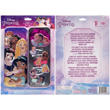 Load image into Gallery viewer, Disney Princess - Townley Girl Hair Accessories with Tin Pencil Case |Gift Set for Kids Girls |Ages 3+ Including Hair Clips, Snap Clips, Pony and More! for Parties, Sleepovers and Makeovers