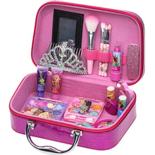 Load image into Gallery viewer, Disney Princess - Townley Girl Zipper Cosmetic Train Case With Nail Polish, Nail File, Lip Gloss, Lip Stick, Lip Balm, Crown, Eyeshadow, Brushes, and More, Ages 3+, for Parties, Sleepovers & Makeovers