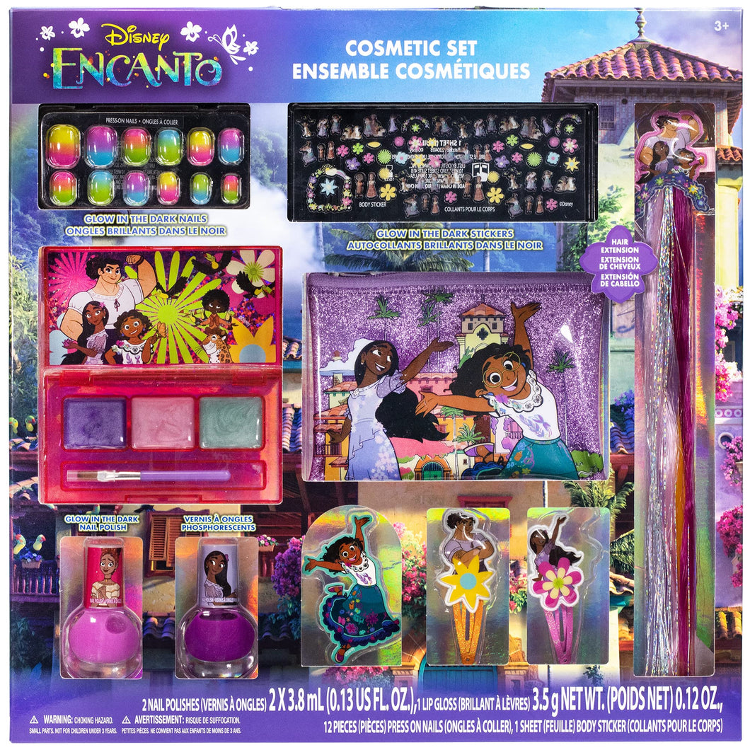 Disney Encanto – Townley Girl Glow in the Dark Cosmetic Make-up Set Includes Nails, Hair & Face Kit with Bag for Girls, Ages 3+ Perfect for Parties, Sleepovers and Makeovers