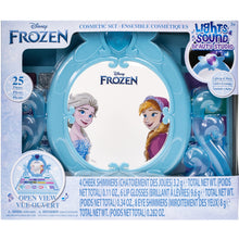 Load image into Gallery viewer, Disney Frozen - Townley Girl Cosmetic Vanity Compact Makeup Set with Mirror &amp; Built-in Music Includes Lip Gloss, Shimmer &amp; Brushes for Kids Girls, Ages 3+ perfect for Parties, Sleepovers and Makeovers
