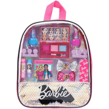 Load image into Gallery viewer, Barbie - Townley Girl Makeup Filled Backpack Cosmetic Giftc Set with Mirror includes Lip Gloss, Nail Polish, Hair Bow more & ! for Kids Girls, Ages 3+ perfect for Parties, Sleepovers and Makeovers