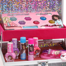 Load image into Gallery viewer, Barbie - Townley Girl Train Case Cosmetic Makeup Set Includes Lip Gloss, Eye Shimmer, Brushes, Nail Polish, Nail Accessories & more! for Kids Girls, Ages 3+ perfect for Parties, Sleepovers & Makeovers