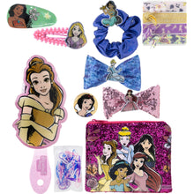 Load image into Gallery viewer, Townley Girl Disney Princess Hair Accessories Box|Gift Set for Kids Girls|Ages 3+ (13 Pcs) Including Hair Bow, Hair Brush, Hair Clips and More, for Parties, Sleepovers and Makeovers