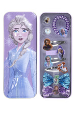 Load image into Gallery viewer, Disney Frozen - Townley Girl Hair Accessories with Tin Pencil Case |Gift Set for Kids, Girls |Ages 3+ Including Hair Bow, Hair Coil & Clips, Plastic Ring & More! for Parties, Sleepovers & Makeovers