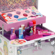 Load image into Gallery viewer, Disney Princess - Townley Girl Train Case Cosmetic Makeup Set Includes Lip Gloss, Eye Shimmer, Brush, Nail Polish, Accessories & More! for Girls, Ages 3+ Perfect for Parties, Sleepovers & Makeovers