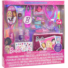 Load image into Gallery viewer, Barbie - Townley Girl 18 Pcs Cosmetic Makeup Gift Box Set includes Lip Gloss, Nail Polish, Eye Shadow, Hair Accessories and more! for Kids Girls, Ages 3+ perfect for Parties, Sleepovers and Makeovers