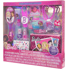 Load image into Gallery viewer, Barbie - Townley Girl 18 Pcs Cosmetic Makeup Gift Box Set includes Lip Gloss, Nail Polish, Eye Shadow, Hair Accessories and more! for Kids Girls, Ages 3+ perfect for Parties, Sleepovers and Makeovers
