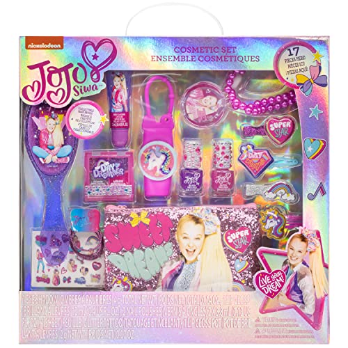 JoJo Siwa - Townley Girl Cosmetic Makeup Gift Box Set includes Lip Gloss, Nail Polish, Hair Accessories and more! for Kids Teen Girls, Ages 3+ perfect for Parties, Sleepovers and Makeovers