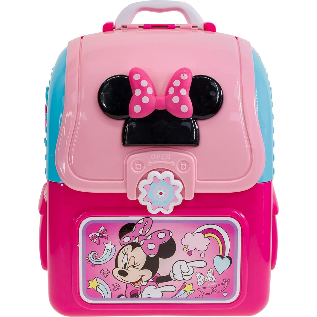Disney Minnie Mouse - Townley Girl Cosmetic Backpack Vanity Makeup Set Includes Hair Bow, Nail Polish, Glitter, Nail File and more! for Kids Girls, Ages 3+ perfect for Parties, Sleepovers & Makeovers
