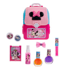 Load image into Gallery viewer, Disney Minnie Mouse - Townley Girl Cosmetic Backpack Vanity Makeup Set Includes Hair Bow, Nail Polish, Glitter, Nail File and more! for Kids Girls, Ages 3+ perfect for Parties, Sleepovers &amp; Makeovers
